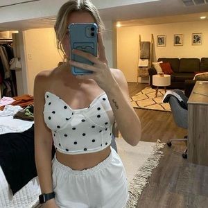 xs Shein strapless polka dot shirt